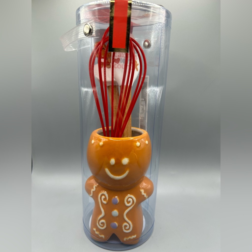 Cook With Color GINGERBREAD Silicone Utensil Set Ceramic Holder Christmas NEW